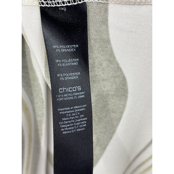 Chico's Travelers Swirl Print Stretch Blouse Top Olive Green Size 3 (16) XL - Picture 4 of 5